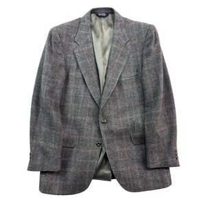 vtg Kuppenheimer 42R Gray Plaid‎ Tweed USA Blazer Jacket Sport Suit Coat Wool